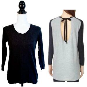 ARITZIA / BABATON Bailey Sweater, Black Silk Cashmere 3/4 Sleeve Soft Solid, XXS